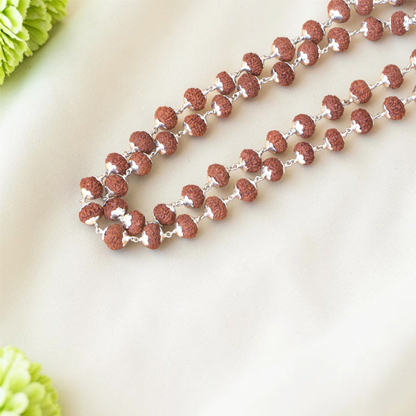 10 Mukhi Rudraksha Mala - Silver