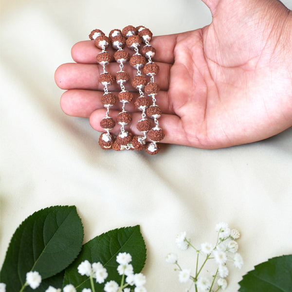 10 Mukhi Rudraksha Mala - Silver