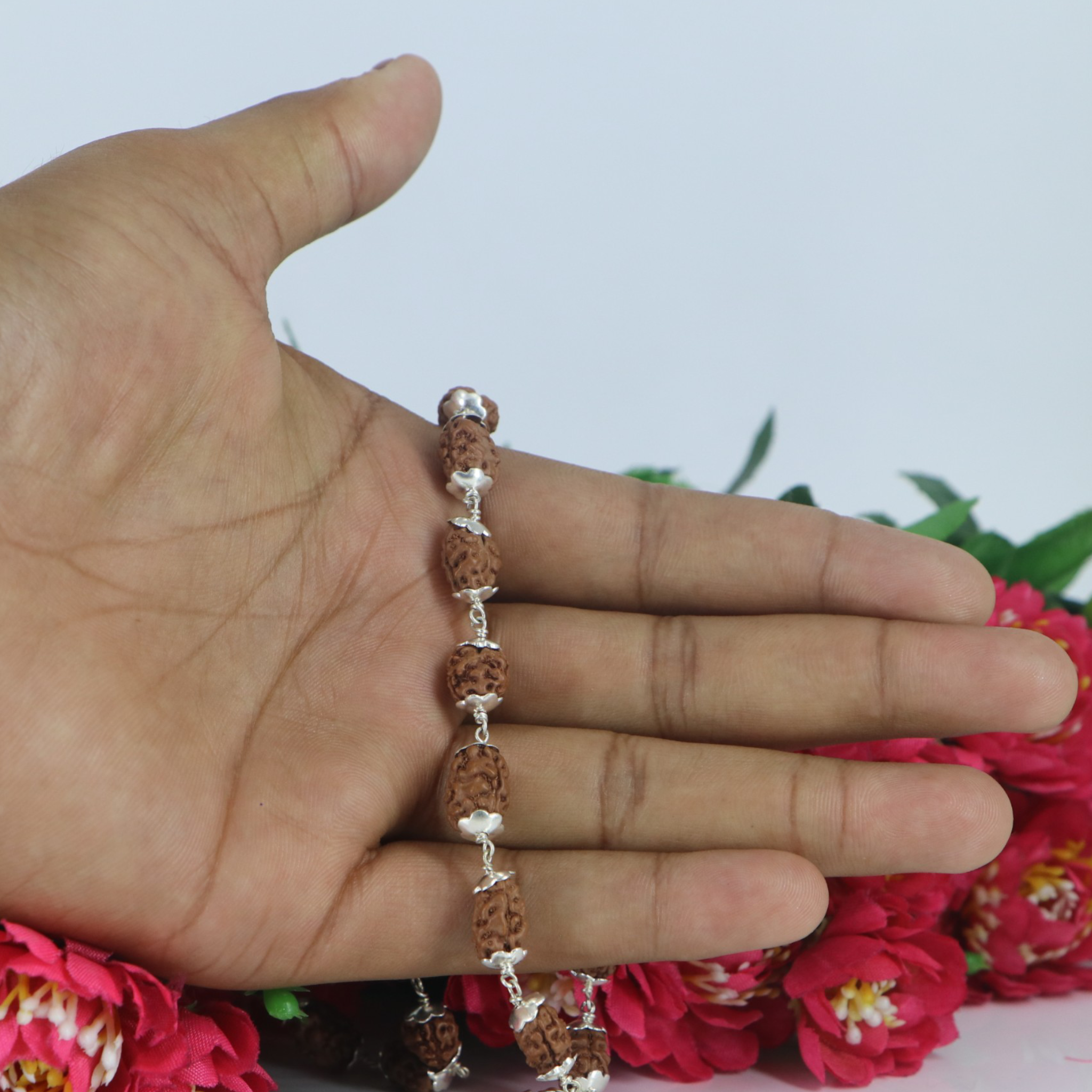 3 Mukhi Rudraksha Mala - Silver