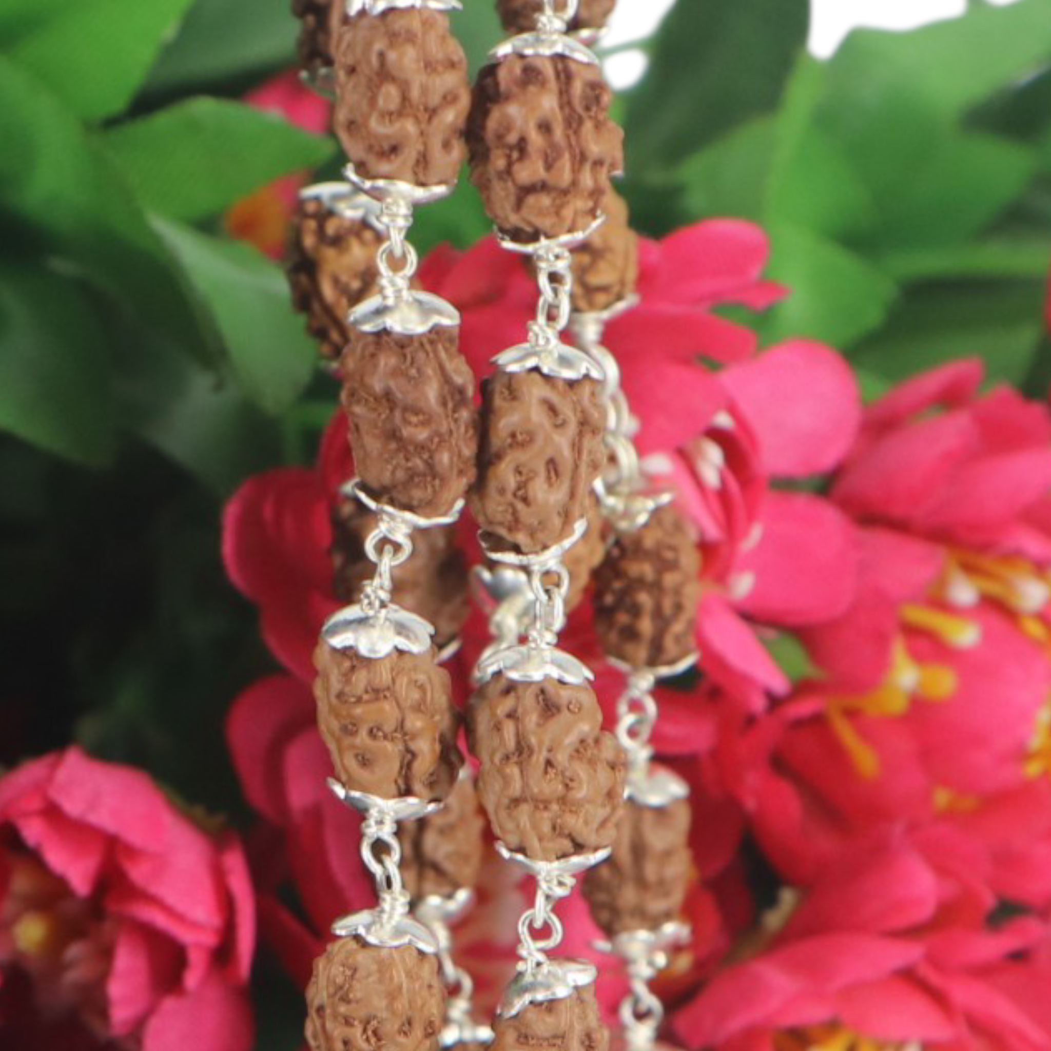 2 Mukhi Rudraksha Mala - German Silver