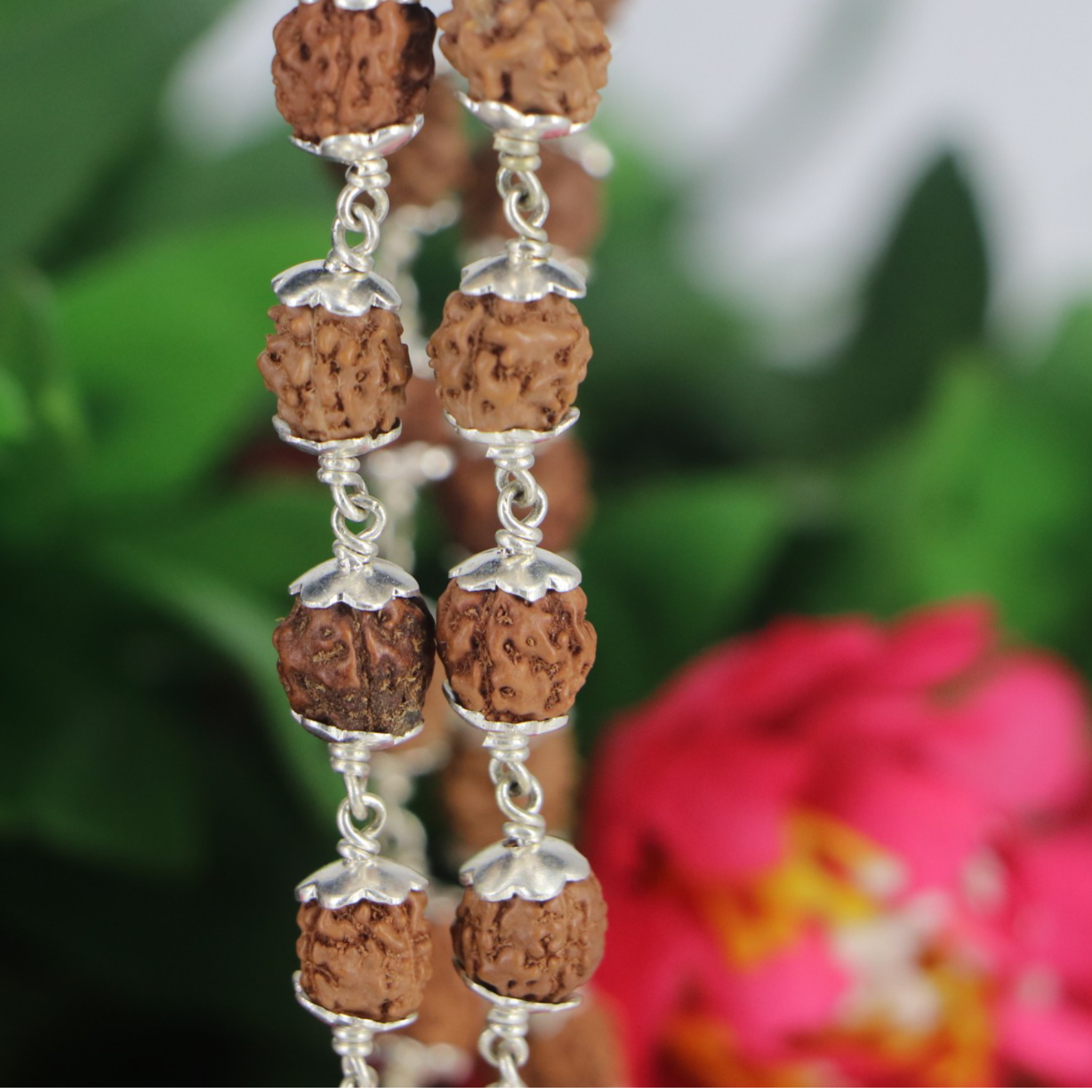 3 Mukhi Rudraksha Mala - Silver