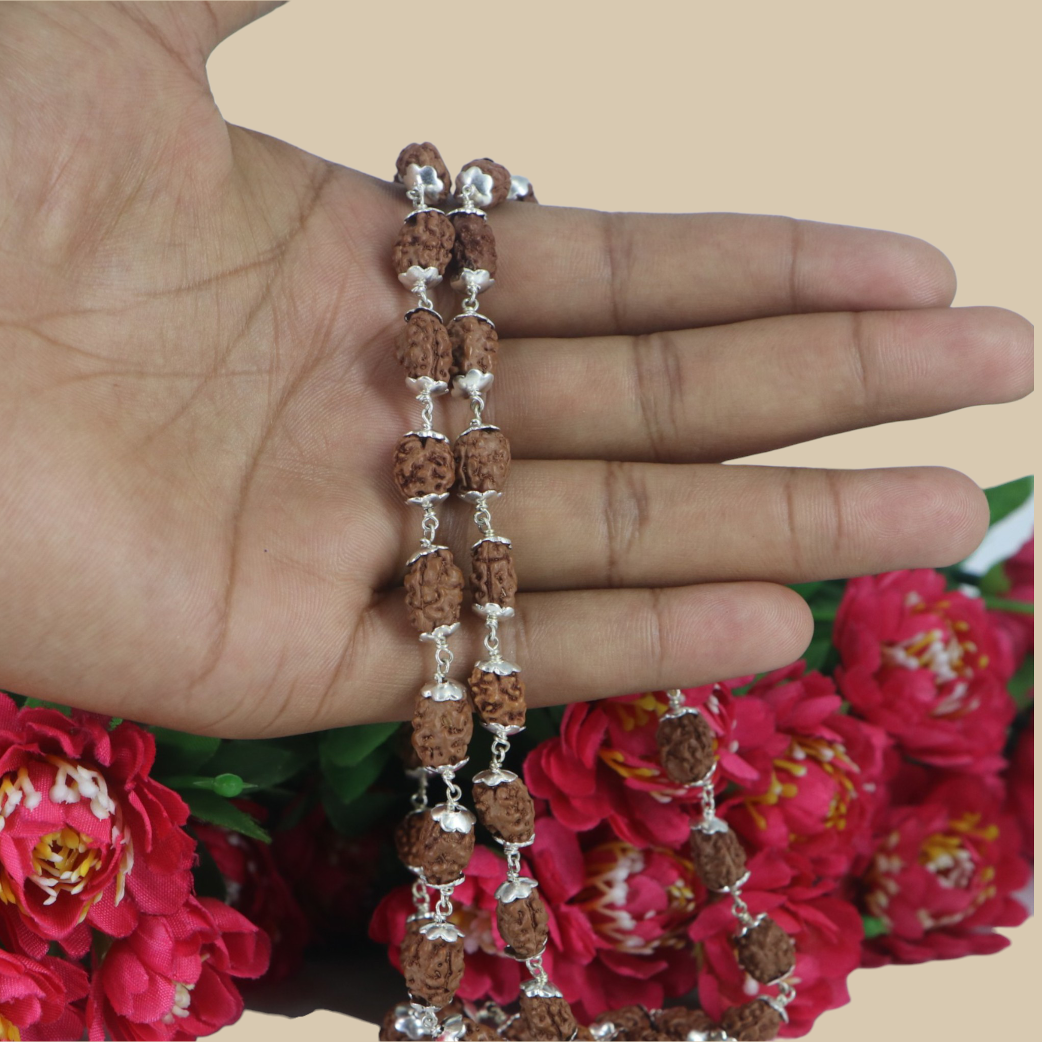3 Mukhi Rudraksha Mala - German Silver