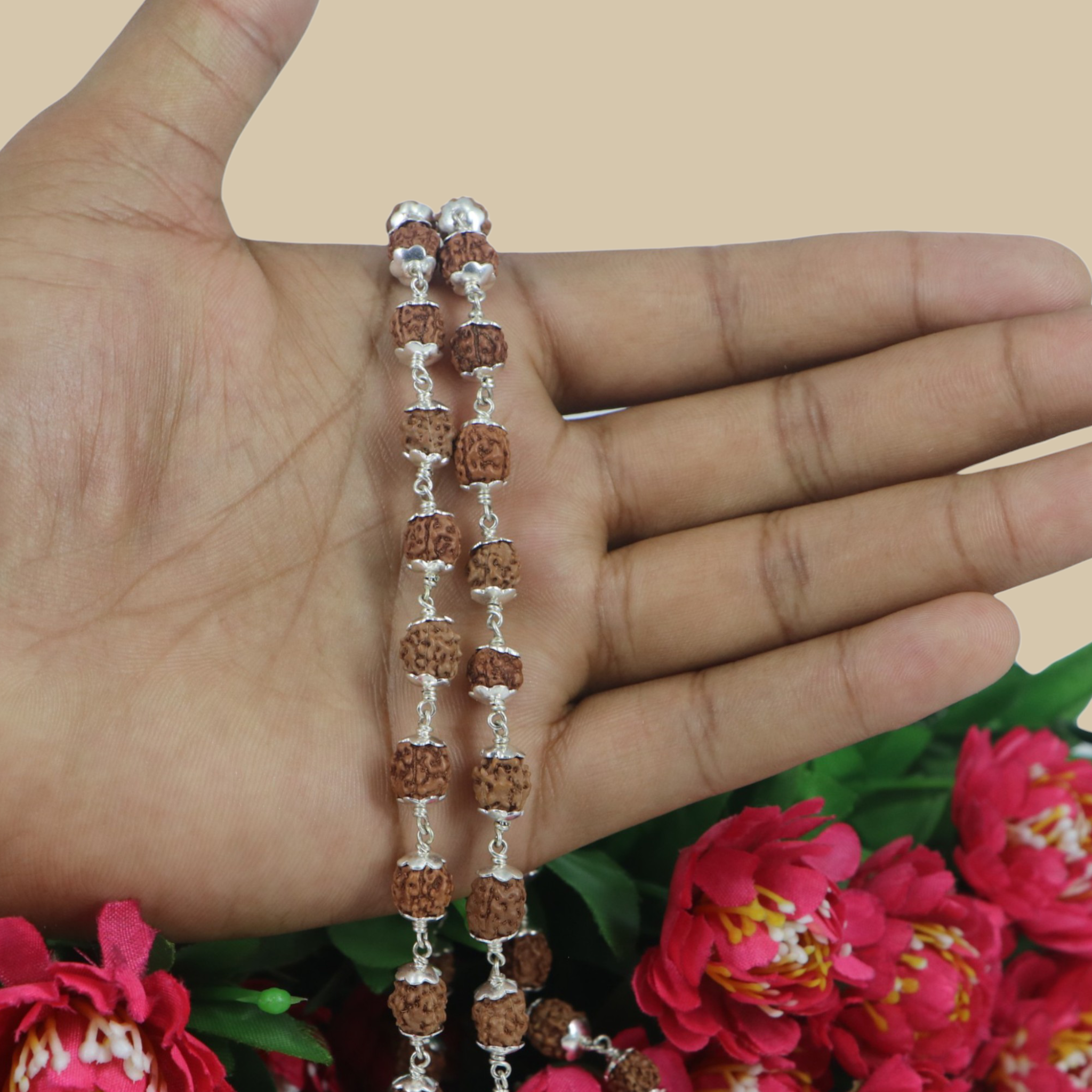 4 Mukhi Rudraksha Mala - German Silver
