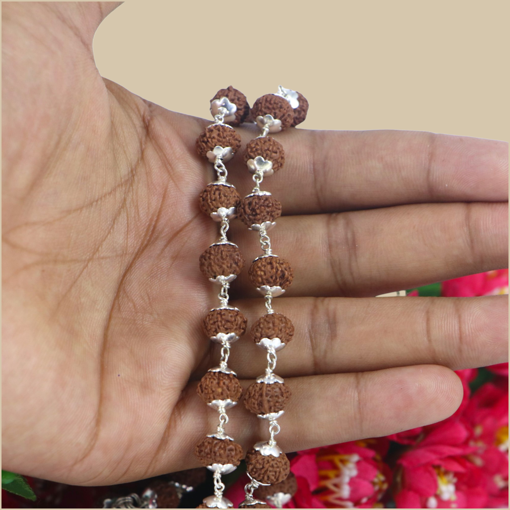 8 Mukhi Rudraksha Mala - German Silver