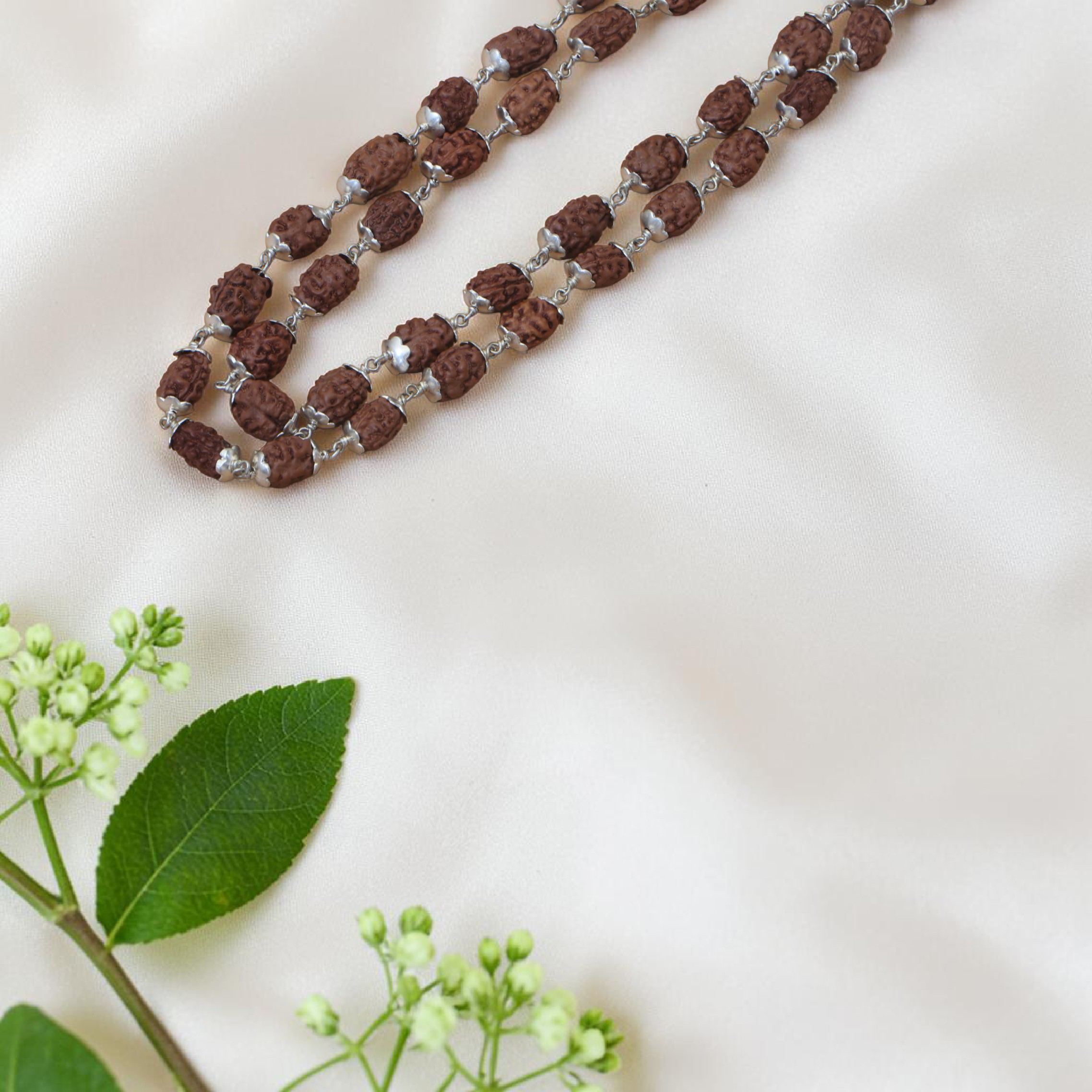 2 Mukhi Rudraksha Mala - Silver