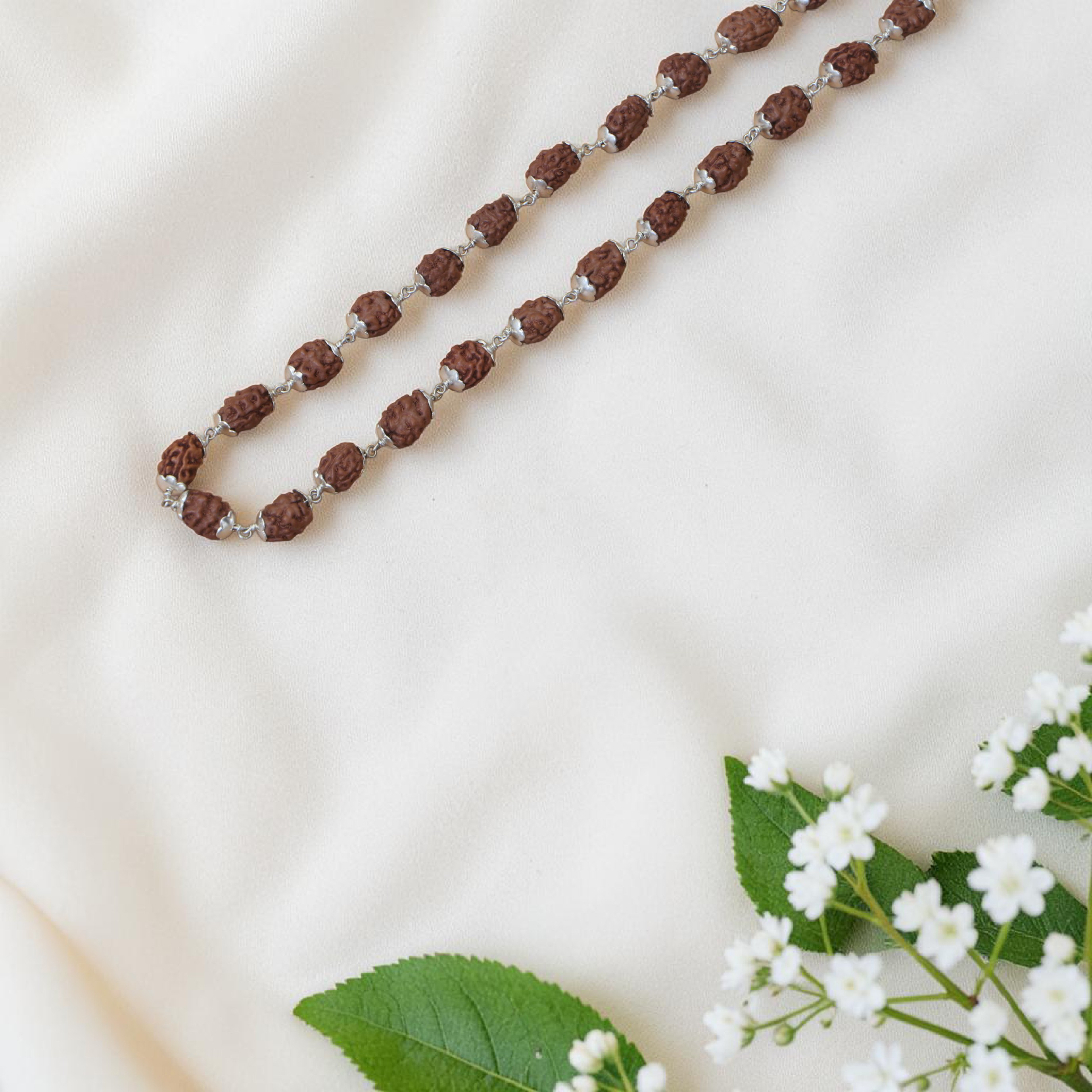 2 Mukhi Rudraksha Mala - Silver