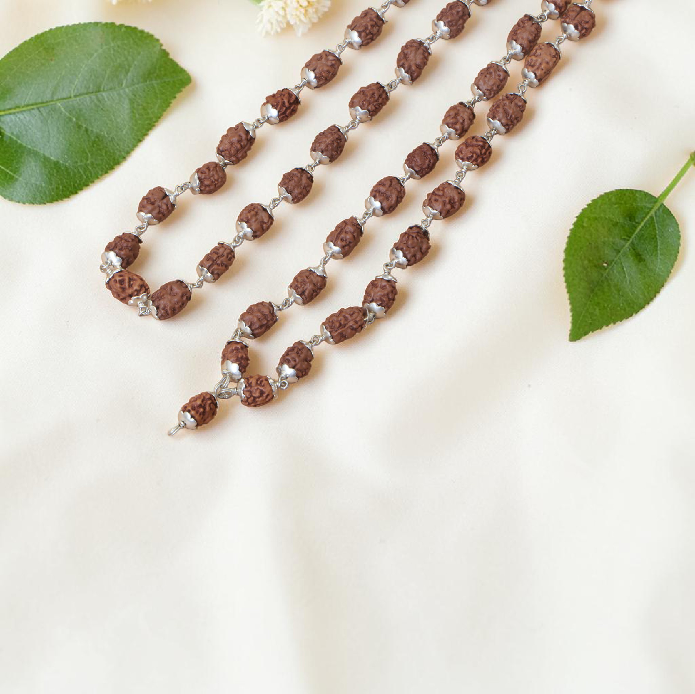 2 Mukhi Rudraksha Mala - Silver