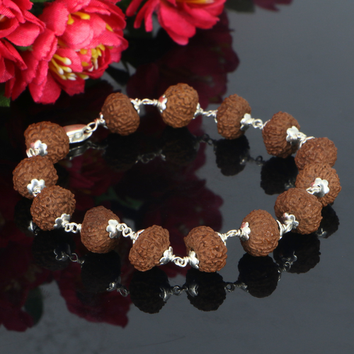 10 Mukhi Indonesian Rudraksha Bracelet with authentic natural Rudraksha beads, handcrafted spiritual bracelet associated with protection, positivity, confidence, and inner peace.