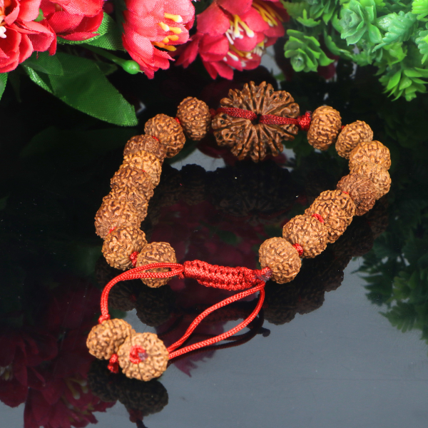 "Premium 10 Mukhi Rudraksha Bracelet with original Nepali and Indonesian Rudraksha beads, crafted for spiritual significance and traditional elegance."