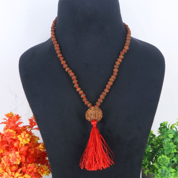 "Premium original 10 Mukhi Rudraksha Mala with 10 Mukhi Meru, crafted with authentic Rudraksha beads for spiritual significance and traditional elegance."