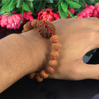 "Premium 10 Mukhi Rudraksha Bracelet with original Nepali and Indonesian Rudraksha beads, crafted for spiritual significance and traditional elegance."