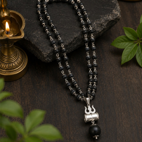 54+1 Beads Karungali Mala with German Silver Capping