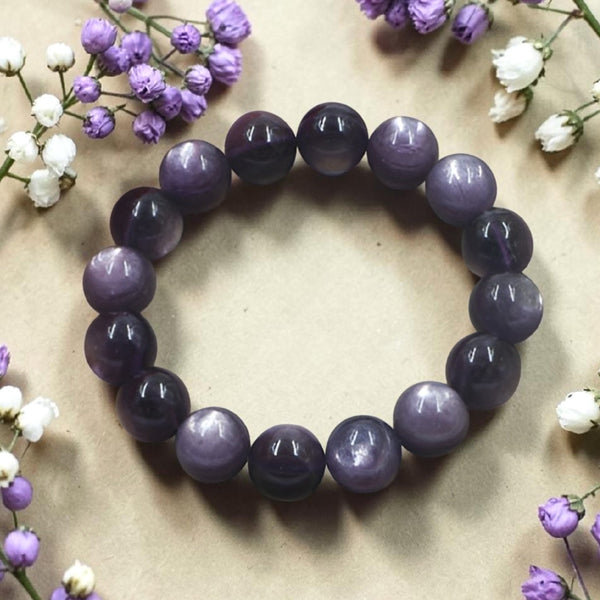 "Premium natural Purple Fluorite Stone Bracelet with polished gemstone beads, crafted for elegance, beauty, and positive energy."
