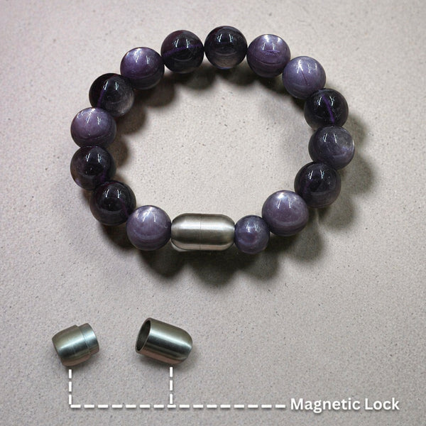"Premium natural Purple Fluorite Stone Bracelet with polished gemstone beads, crafted for elegance, beauty, and positive energy."