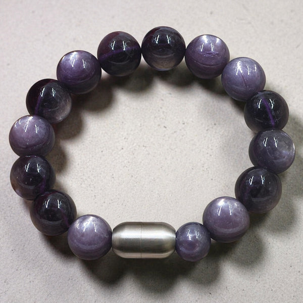 "Premium natural Purple Fluorite Stone Bracelet with polished gemstone beads, crafted for elegance, beauty, and positive energy."