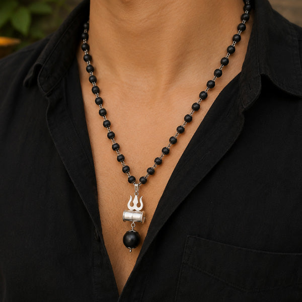 54+1 Beads Karungali Mala with German Silver Capping