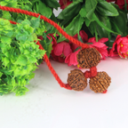 "Premium Nav Devi Kavach with original 7 Mukhi, 8 Mukhi, and 9 Mukhi Rudraksha beads, crafted with spiritual significance and traditional elegance."