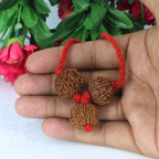 "Premium Nav Devi Kavach with original 7 Mukhi, 8 Mukhi, and 9 Mukhi Rudraksha beads, crafted with spiritual significance and traditional elegance."