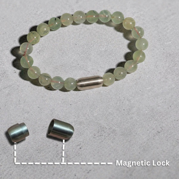 "Premium natural Prehnite Stone Bracelet with polished gemstone beads, crafted for elegance, beauty, and positive energy."