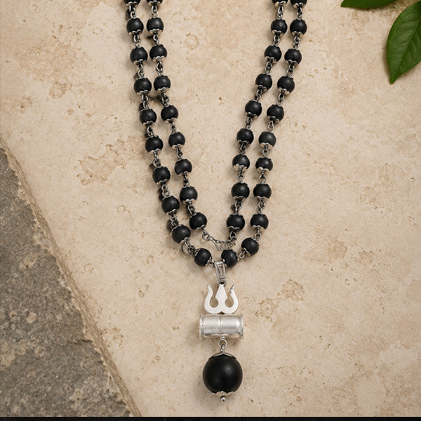 54+1 Beads Karungali Mala with German Silver Capping
