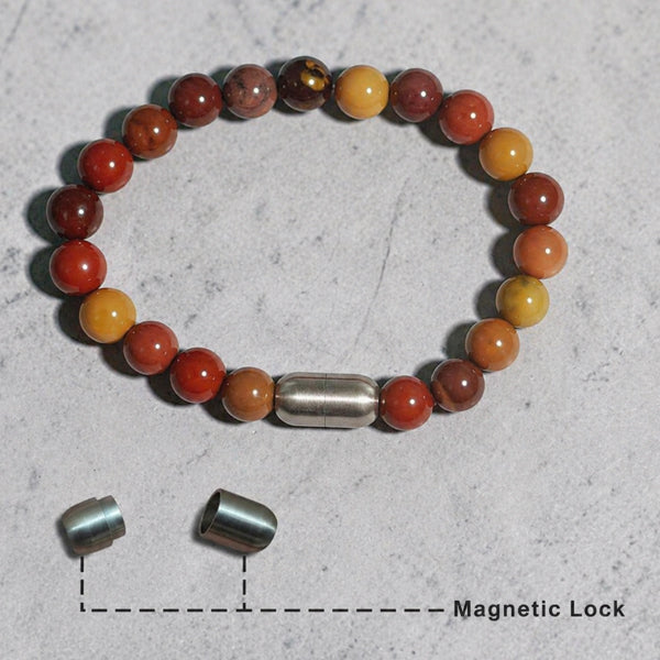 "Premium natural Mookaite Stone Bracelet with polished gemstone beads, crafted for elegance, beauty, and positive energy."