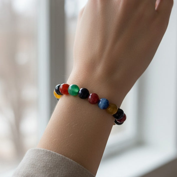 "Premium Multi Agate Bracelet with polished natural Agate gemstone beads, crafted for elegance, beauty, and positive energy."