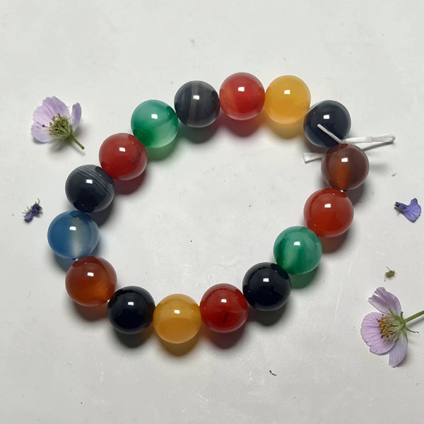 "Premium Multi Agate Bracelet with polished natural Agate gemstone beads, crafted for elegance, beauty, and positive energy."