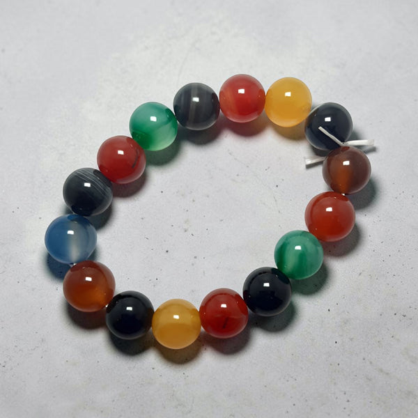 "Premium Multi Agate Bracelet with polished natural Agate gemstone beads, crafted for elegance, beauty, and positive energy."