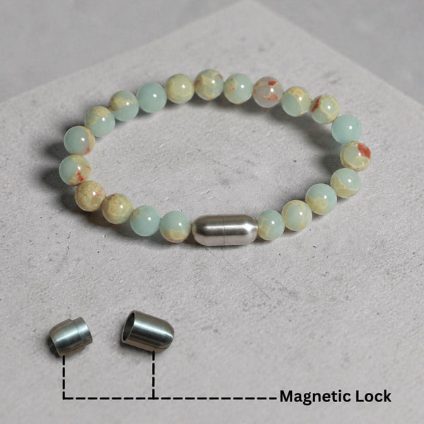 "Premium natural Caribbean Calcite Stone Bracelet with polished gemstone beads, crafted for elegance, beauty, and positive energy."
