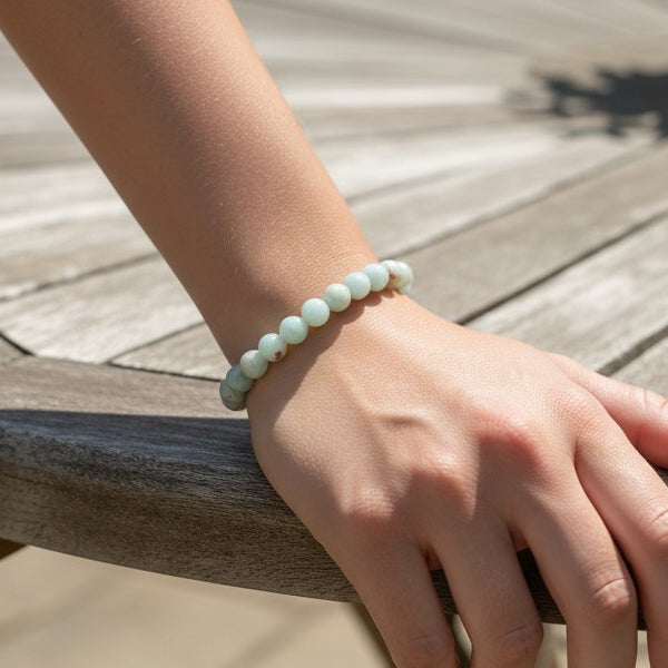 "Premium natural Caribbean Calcite Stone Bracelet with polished gemstone beads, crafted for elegance, beauty, and positive energy."