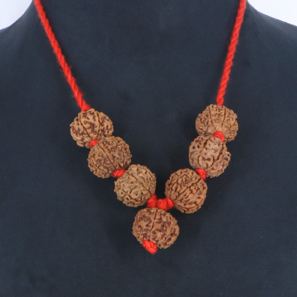 "Premium Shani Sade Sati Kavach with seven original 7 Mukhi Rudraksha beads, crafted with spiritual significance and traditional elegance."