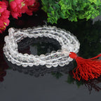 "Premium Sphatik Mala with polished crystal beads, crafted for elegance, clarity, and spiritual significance."