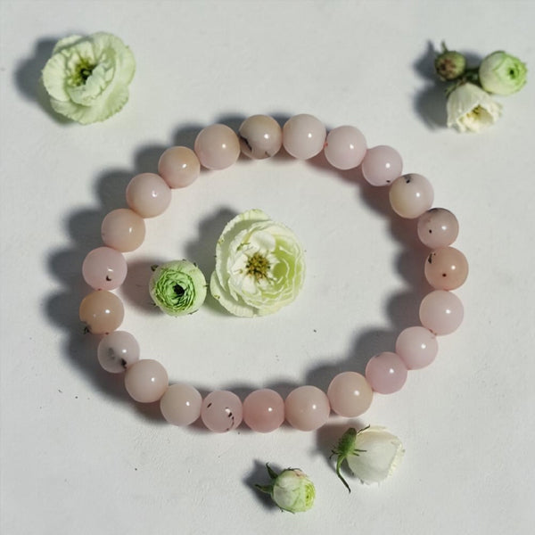 "Premium natural Pink Opal Stone Bracelet with polished gemstone beads, crafted for elegance, beauty, and positive energy."