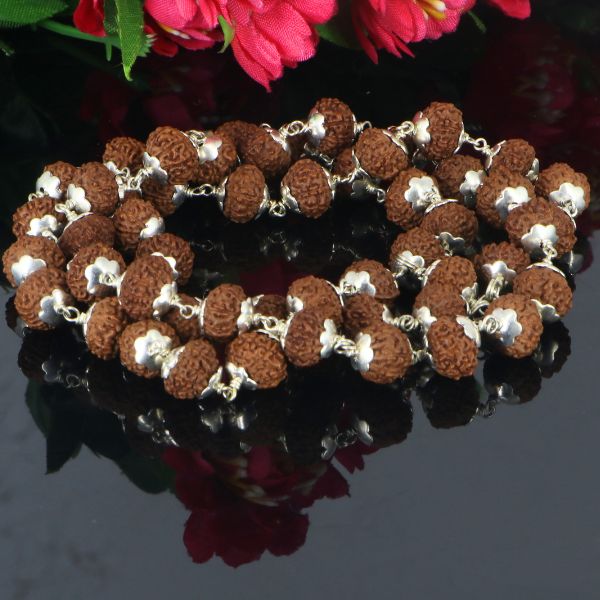 8 Mukhi Rudraksha Mala - German Silver