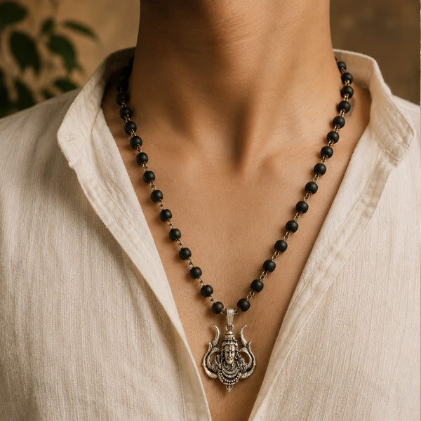 54+1 Beads Karungali Mala with German Silver Capping
