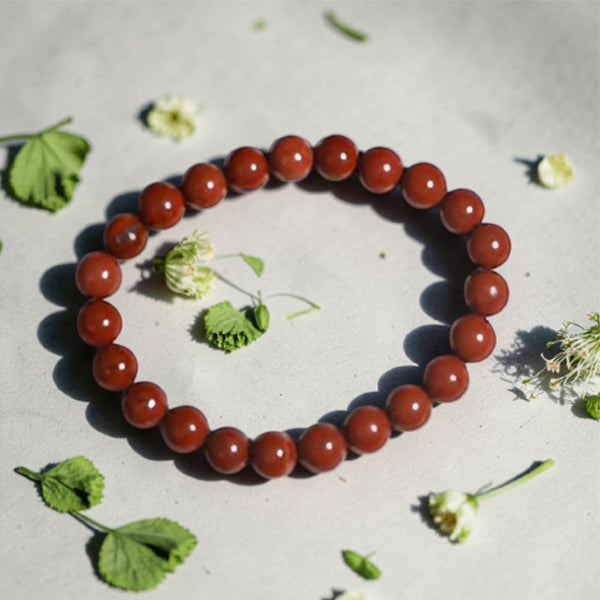 "Premium natural Red Jasper Stone Bracelet with polished gemstone beads, crafted for elegance, beauty, and positive energy."