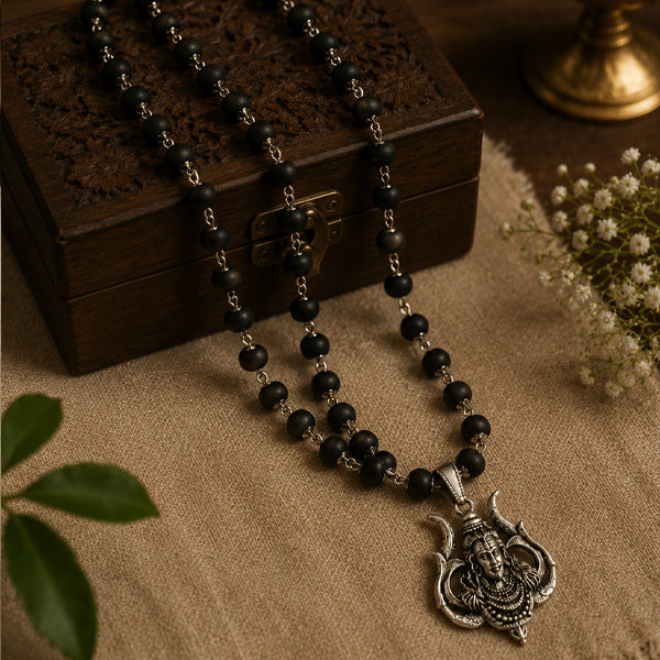 54+1 Beads Karungali Mala with German Silver Capping