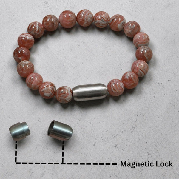 "Premium natural Rhodochrosite Stone Bracelet with polished gemstone beads, crafted for elegance, beauty, and positive energy."