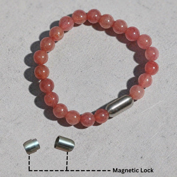"Premium natural Strawberry Quartz Stone Bracelet with polished gemstone beads, crafted for elegance, beauty, and positive energy."