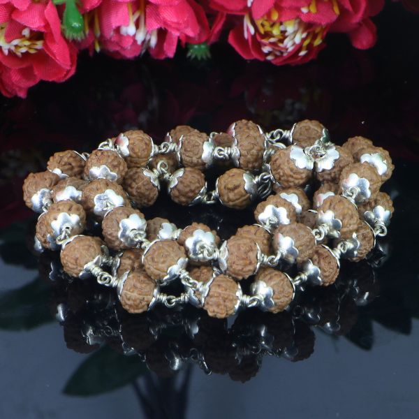 6 Mukhi Rudraksha Mala - Silver