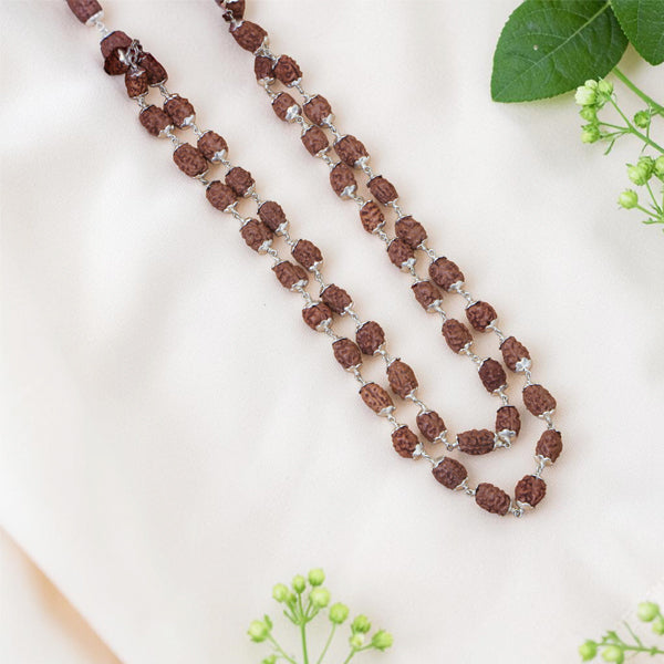 3 Mukhi Rudraksha Mala - Silver