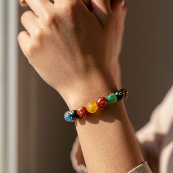 "Premium Om Mani Padme Stone Bracelet with spiritual engraved beads, crafted for elegance, mindfulness, and positive energy."
