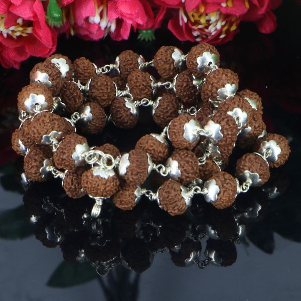 8 Mukhi Rudraksha Mala - Silver