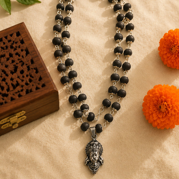 54+1 Beads Karungali Mala with German Silver Capping