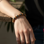 "Premium Rudraksha Pyrite Bracelet crafted with authentic Rudraksha beads and natural Pyrite stones for elegance, spirituality, and positive energy."