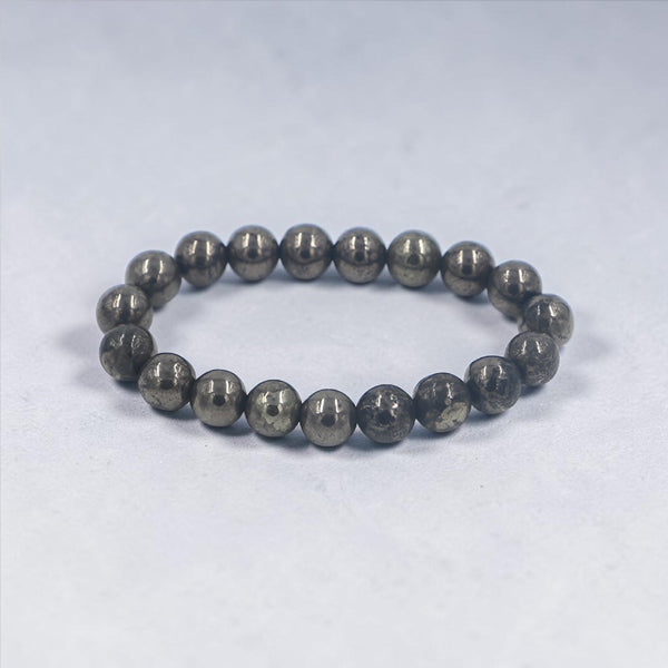 "Pyrite Stone Bracelet featuring natural Pyrite beads with a stylish design, associated with confidence, prosperity, and positive energy."
