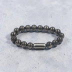 "Pyrite Stone Bracelet featuring natural Pyrite beads with a stylish design, associated with confidence, prosperity, and positive energy."