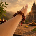 Bracelet for Wealth & Abundance featuring authentic 3 Mukhi, 4 Mukhi, 5 Mukhi, 6 Mukhi, and 7 Mukhi Rudraksha beads, designed for prosperity, positivity, and spiritual balance."