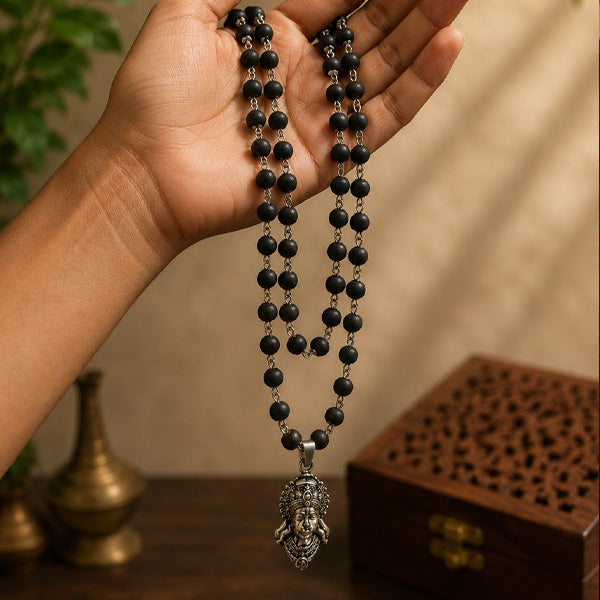 54+1 Beads Karungali Mala with German Silver Capping