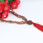 "Premium original 3 Mukhi Rudraksha Mala with 3 Mukhi Meru, crafted with authentic Rudraksha beads for spiritual significance and traditional elegance."